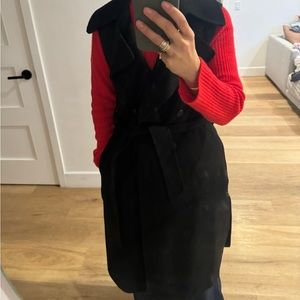 Theory double breasted felt wool long vest